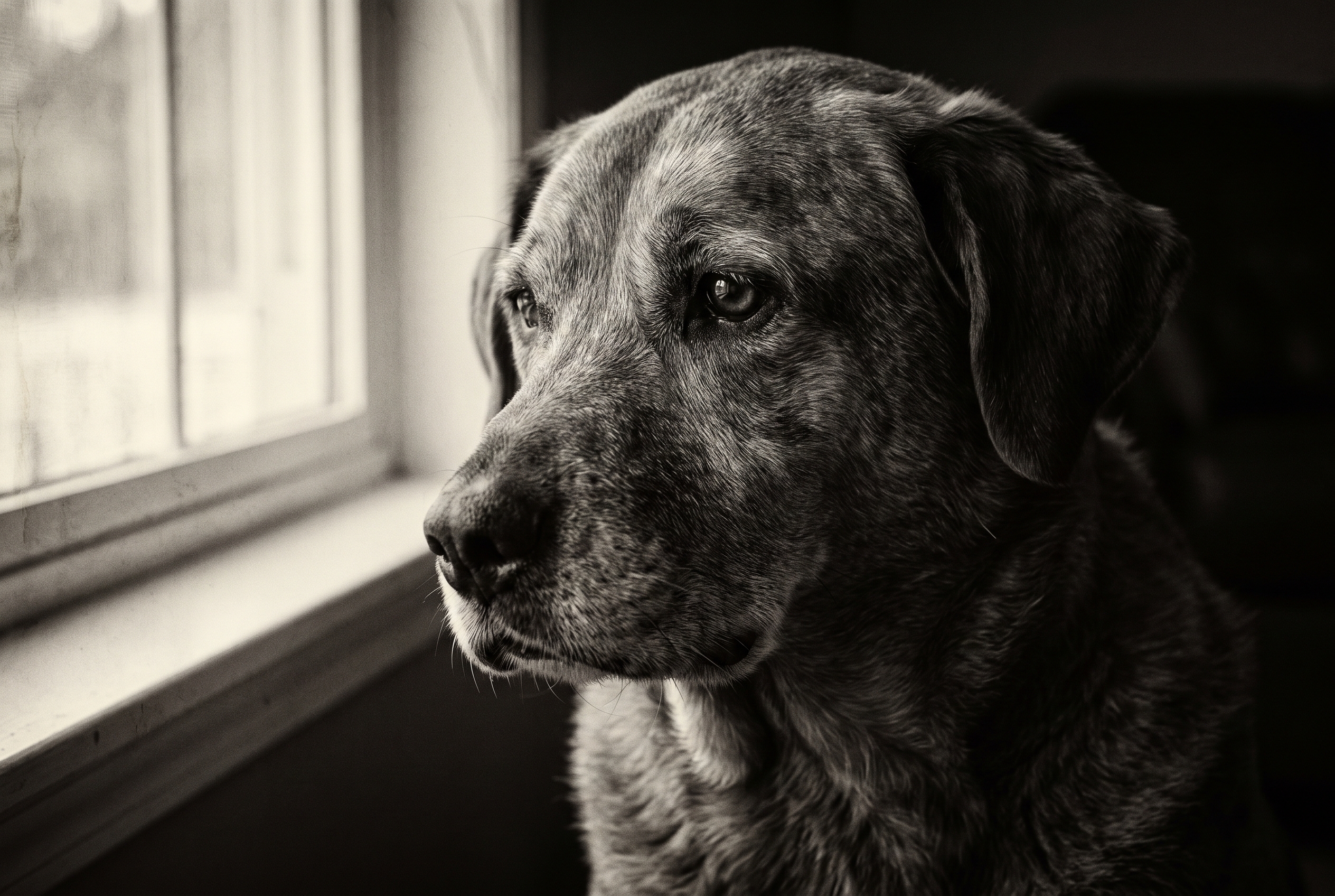 Portrait artistique en noir et blanc d'un chien