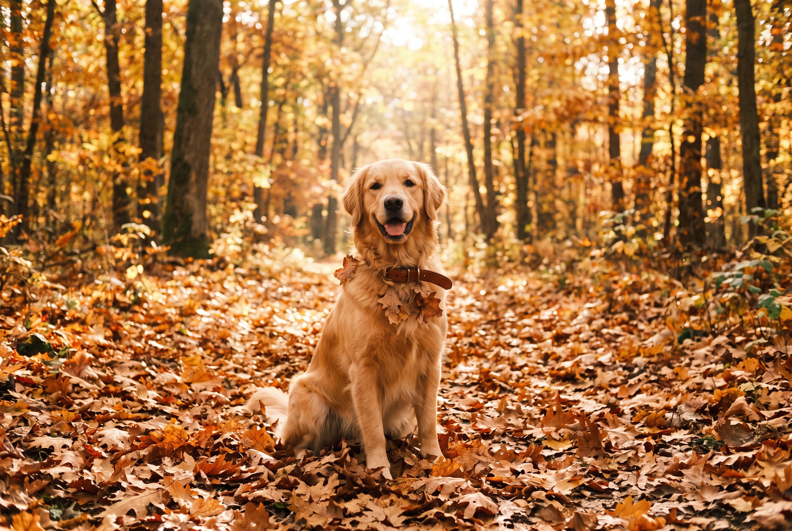 Chien photographié en automne dans la nature